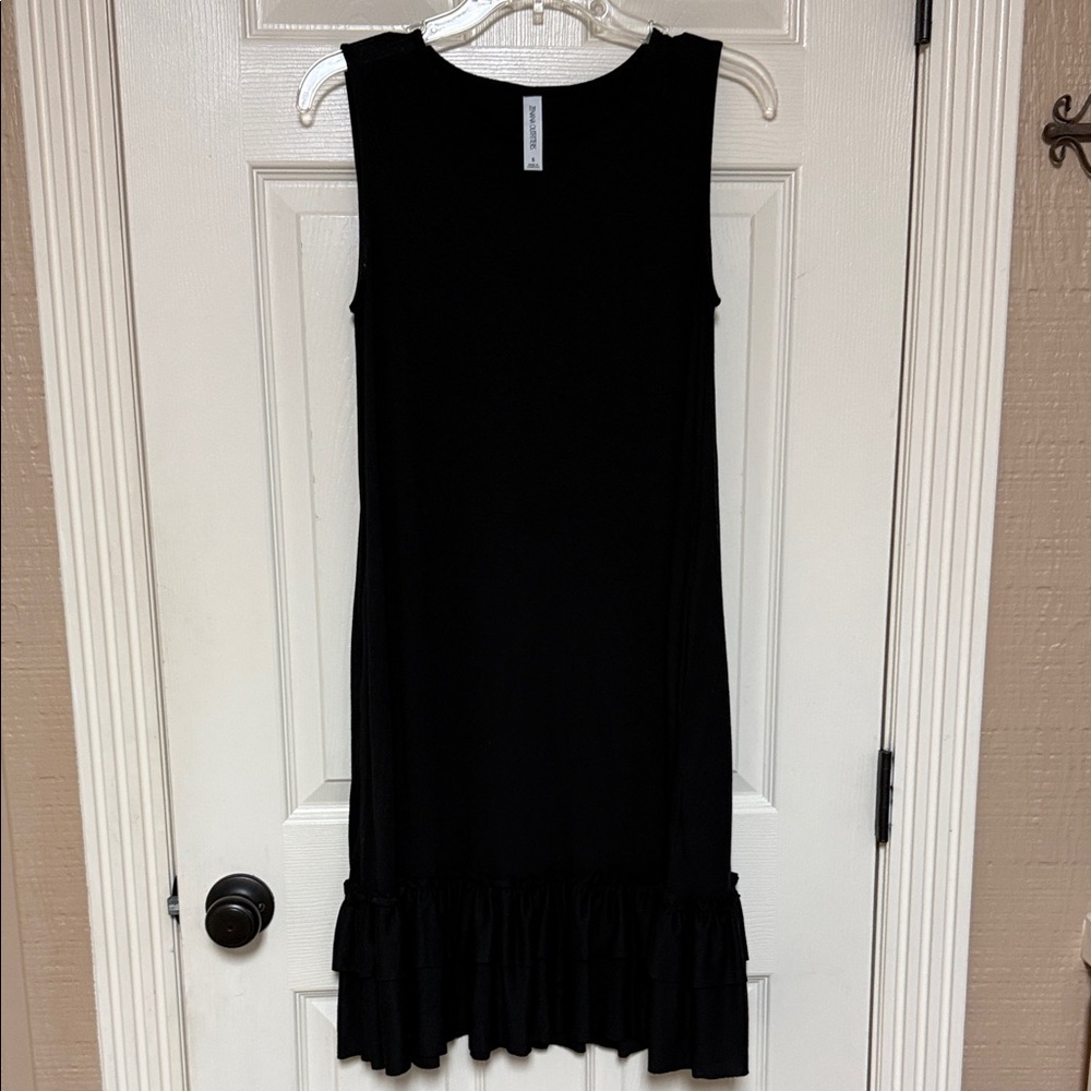 Zenana Outfitters Black Ruffle Hem sleeveless Midi Dress